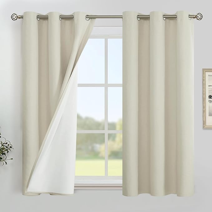 YoungsTex 48 Inch Length Blackout Curtains, Short Linen Room Darkening Drapes by YoungsTex