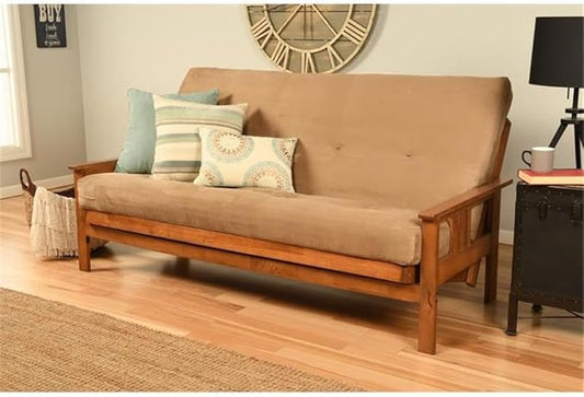 BOWERY HILL Full-Size Suede Peat Fabric Futon in Brown-Frame Not Included