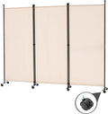 Spurgehom 3 Panel Rolling Room Divider, Folding Partition Privacy Screens | by Spurgehom
