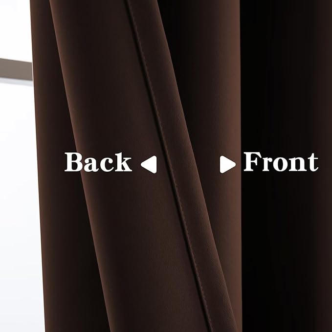 Blackout Curtains 108 Inches Long 2 Panels Set, Chocolate Curtains Thermal Insulated Room Darkening Drapes for Bedroom, Rod Pocket Light Blocking Drapes Living Room(52W × 108L, Chocolate)