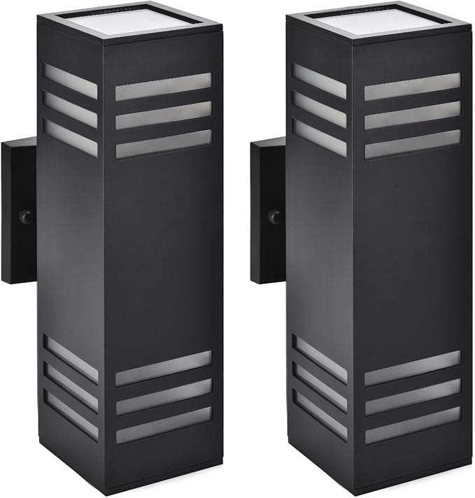 rosykite Smart Outdoor Sconce Lights 2 Pack, Up Down Wall Porch Lights RGB Color Changing WiFi APP Control, Dimmable LED Exterior Wall Lighting Fixtures Work with Alexa,No Hub Required,ETL Listed