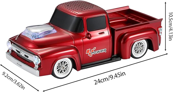 Vintage Pickup Truck Bluetooth Speaker, Retro Truck Model with HD Sound, Built-in Mic, LED Party Lights, TWS Dual Pairing, Multi-Interface Output, Portable Outdoor Speaker for Parties & Beach (RED)