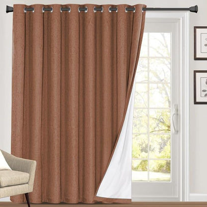 PrinceDeco Blackout Linen Drapes 108 Inches Long Extra Wide Patio Door Curtains for Sliding Glass Door Thermal Curtains Room Divider Drapes for Living Room/Bedroom,100 X L108 Inch,Washed Spice