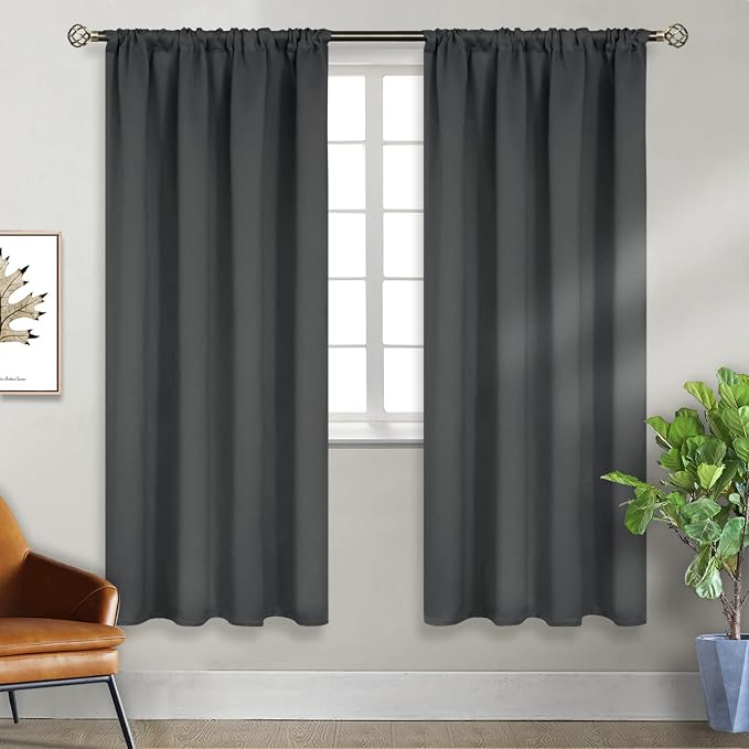 BGment Rod Pocket Grey Blackout Curtains 72 Inches Long - Image 7