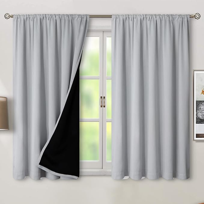 BGment Light Grey 100% Blackout Curtains 54 Inches Long - Image 2