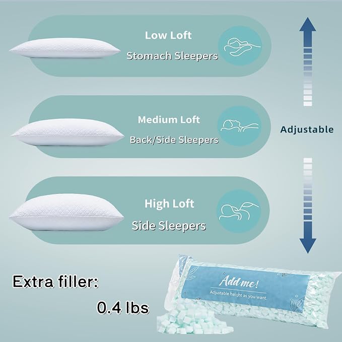 Memory Foam Pillows Queen Size Set of 2 - Image 8