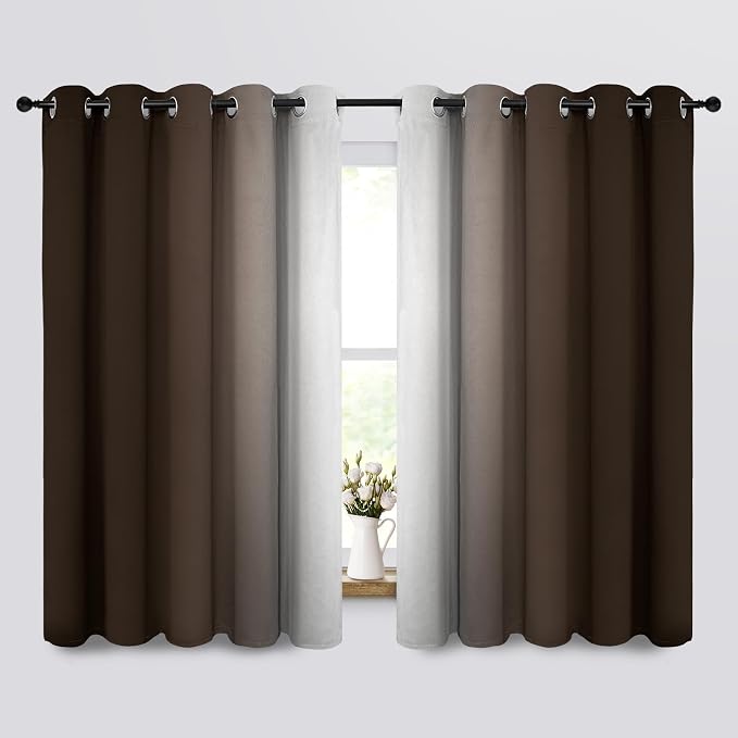 COSVIYA Curtains & Drapes Grommet Ombre Brown Curtains W70 x L63 Inch | by COSVIYA