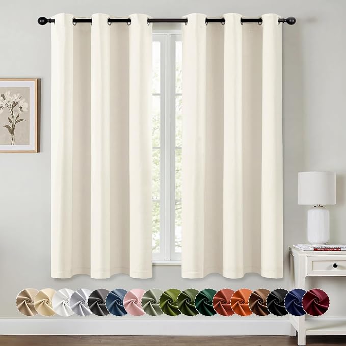 MIULEE Blackout Curtains for Bedroom 2 Panels 40 x 45 Inch Long Birch | Thermal by MIULEE