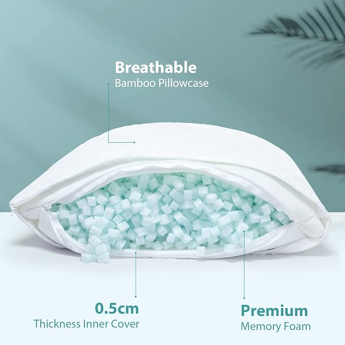 Memory Foam Pillows Queen Size Set of 2 - Image 2