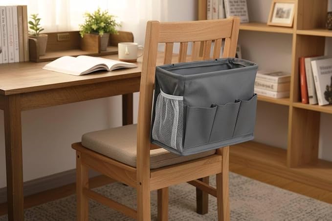 Bedside Caddy Storage 6 Pockets Water Bottle Holder Hanging Grey - Image 3