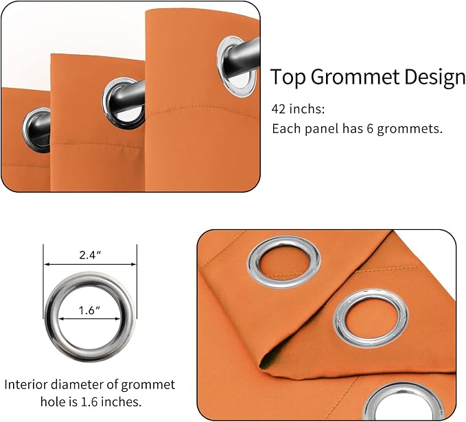 Easy-Going Thermal Grommet Blackout Curtains, 2 Panels 42x84 in, Noise Reduction - Image 4