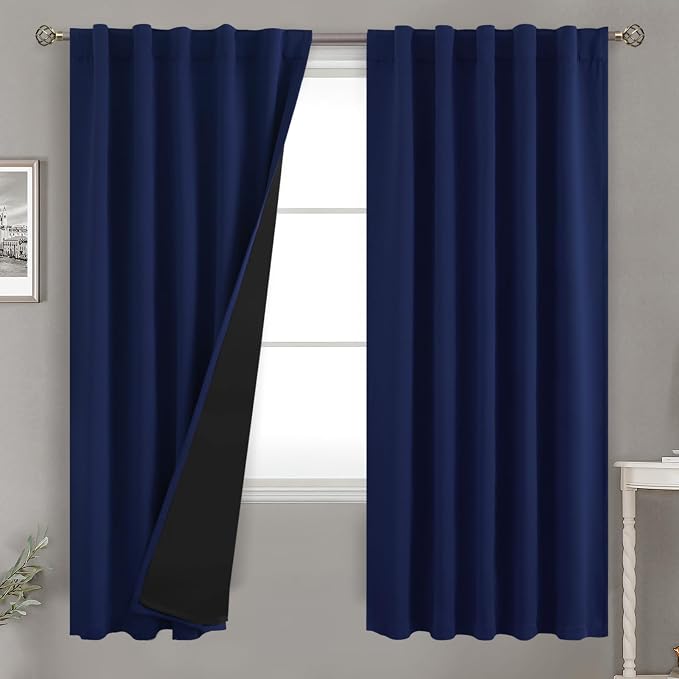 BGment Navy Blue 100% Blackout Curtains 72 Inches Long by BGment