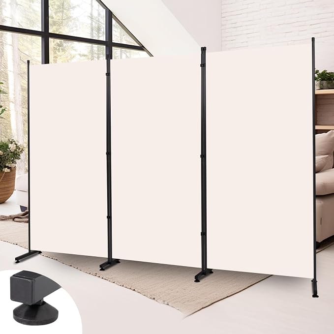 Room Divider 3 Panel Folding Privacy Screen, Round Pad Design Wall Divider | by HOMSCREENER