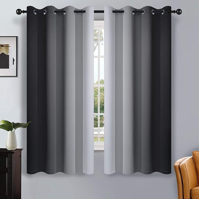 SimpleHome Ombre Black to Grey White Curtains by SimpleHome