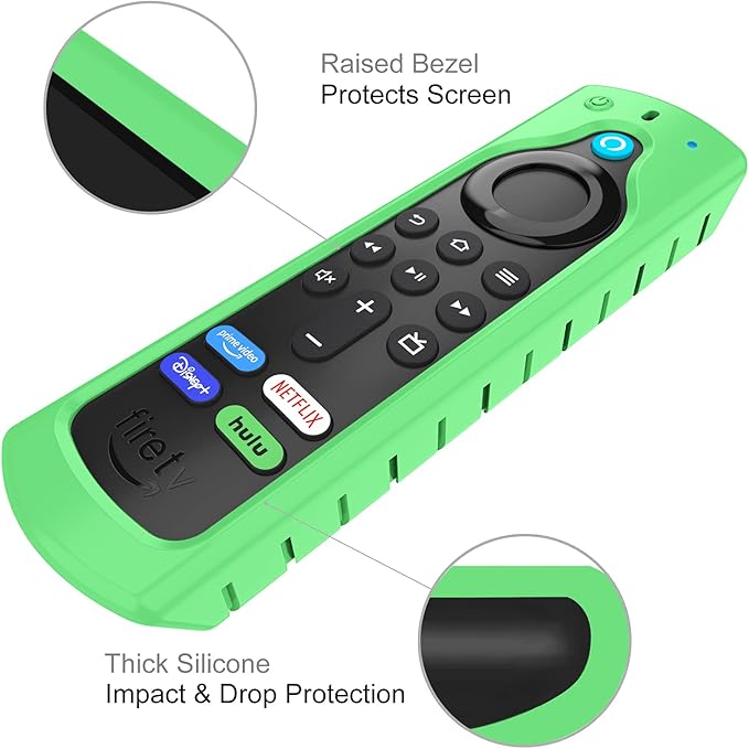 CaseBot Remote Case for Fire TV Stick HD/4K/4K Max (1st Gen)/Fire TV Stick (3rd Gen)/Lite - Anti-Slip Shockproof Silicone Cover for Alexa Voice Remote (2nd & 3rd Generation) (Green Glow in The Dark)