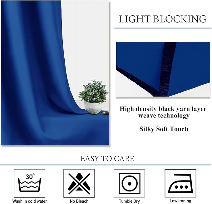 Diraysid Royal Blue Grommet Blackout Curtains - Image 6