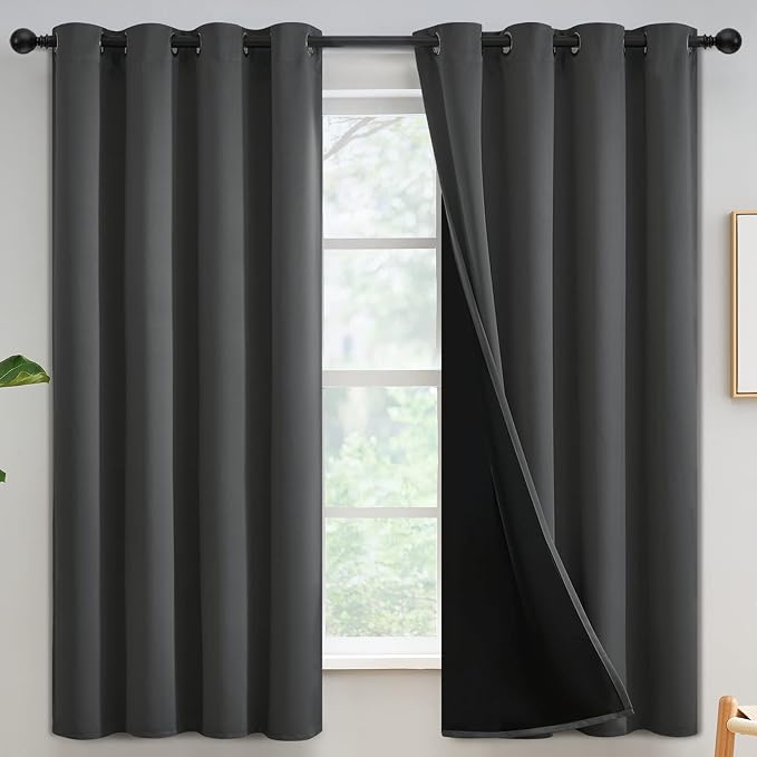 Yakamok Dark Grey Blackout Curtains 63 inches Long by Yakamok