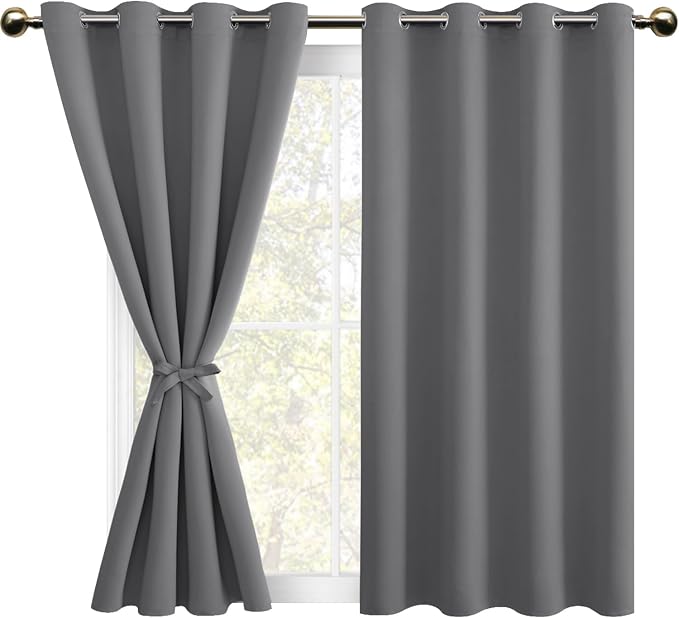 DWCN Grey Blackout Short Curtains - Image 7
