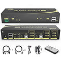 eKL HDMI KVM Switch 2 in 2 Out Dual Monitor Extended Display 4K@60Hz 4:4:4 with Audio and USB 2.0 Hub Sharing PC Monitor Keyboard Mouse Switcher