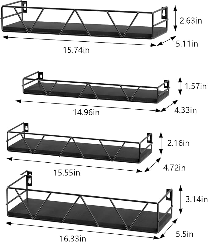 Floating Shelves Set of 4, Wood Wall Shelf, Farmhouse Shelf - Image 3