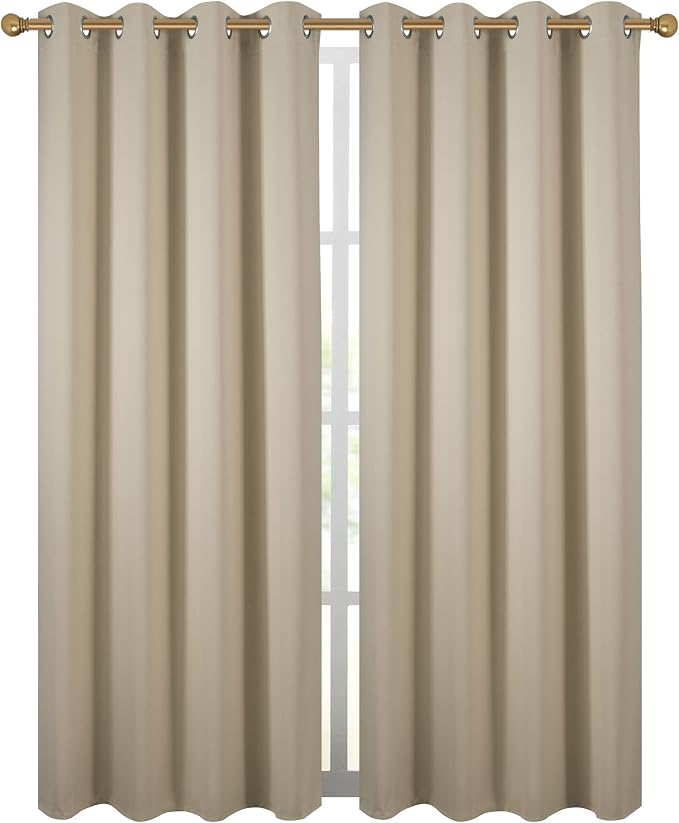 Diraysid Beige Grommet Blackout Curtains - Image 2