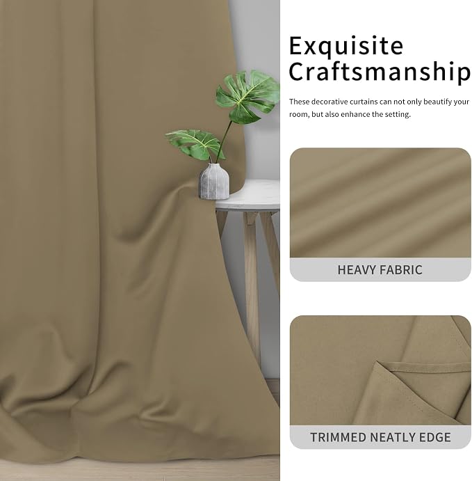 Easy-Going Thermal Grommet Blackout Curtains, 2 Panels 46x63 in, Tan | Machine - Image 5