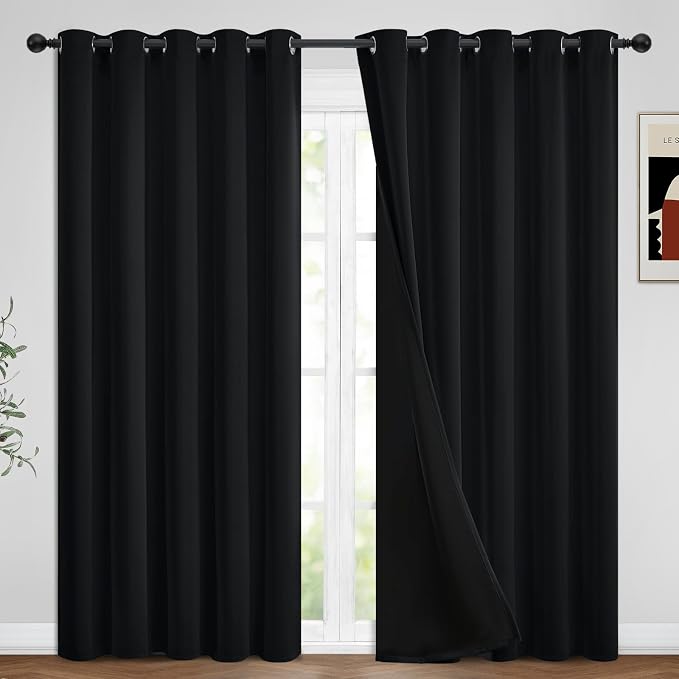 Yakamok Black Blackout Curtains 96 inches Long by Yakamok