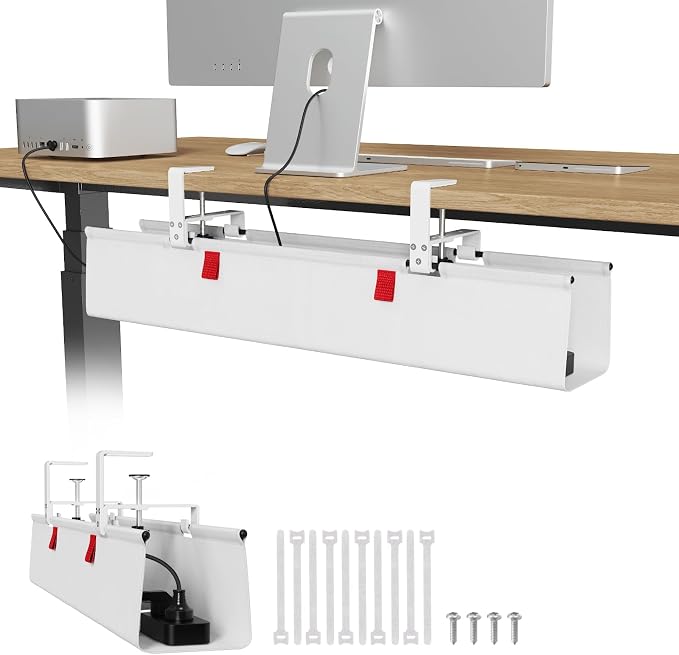Univivi No Drill Under Desk Cable Management Tray, 28 inch Cable Management | by Univivi