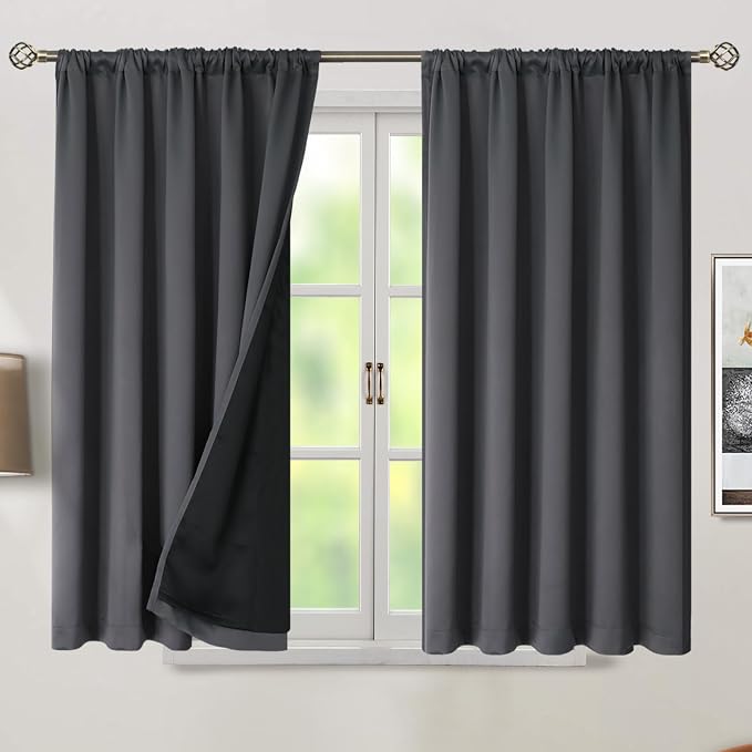 BGment 100% Room Darkening Thermal Insulated Blackout Curtains 45 Inches Long - Image 2