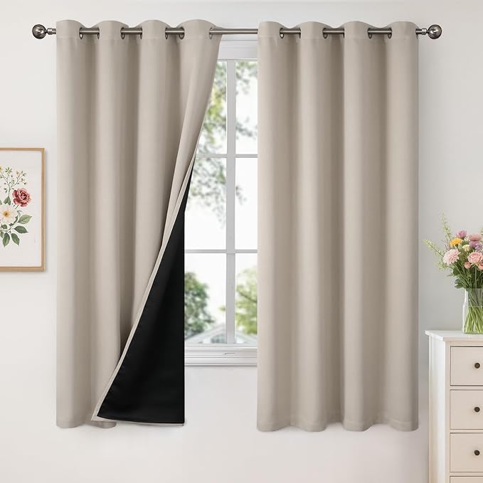 YoungsTex Camel 100% Blackout Curtains 63 Inches Length by YoungsTex