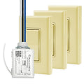 RunLessWire 4-Way Battery-Free DIY Wireless Light Switch Kit 150ft RF Range Self-Powered by Kinetic Energy for Hallways & Stairways: 3 Remote Switches Control 1 5A On/Off Receiver – Ivory