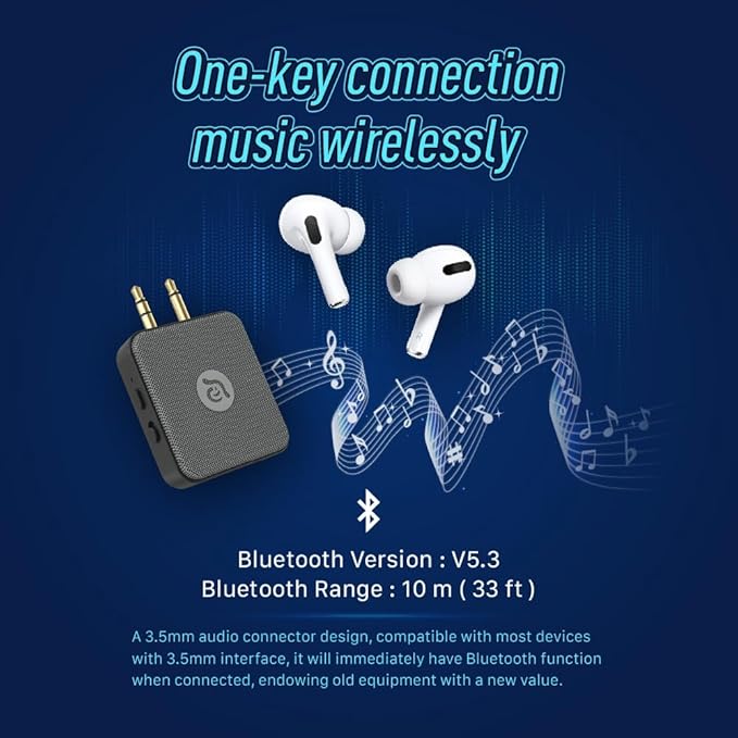 ADAM elements EVE II Bluetooth Transmitter + Receiver - Wireless Audio Adapter w/Foldable Dual 3.5 mm AUX Plug for Nintendo Switch, TV, Home/Car Stereo, Airline in-Flight Systems