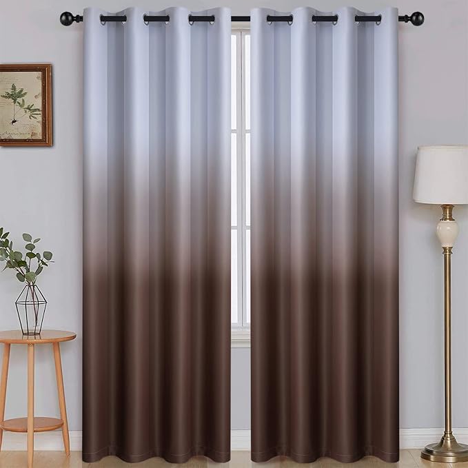 SimpleHome Ombre Gradient Brown White to Gray Curtains by SimpleHome