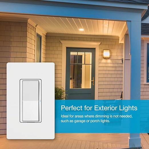 Lutron Claro Smart Light Switch for Caseta Lighting, for LED Lights, Fans, 5 Amp, Single-Pole/3-Way, Neutral Required, DVRF-5NS-IV, Ivory
