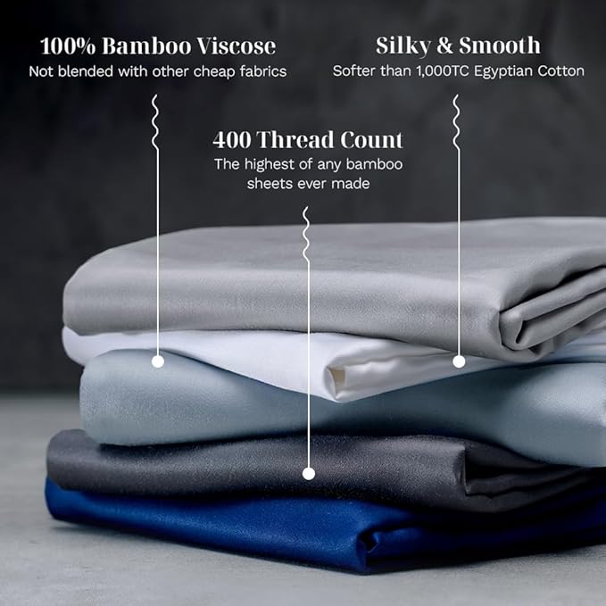 LUXOME Luxury Sheet Set | 100% Rayon (Viscose) from Bamboo | Full Size - Ocean | Deep Pockets | 4-Piece Set (Fitted, Flat, 2 Pillowcases)