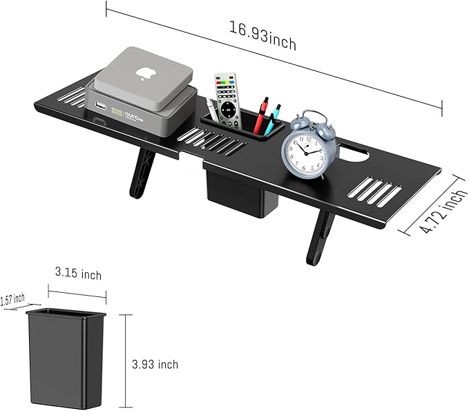 Adjustable Steel TV Top Shelf, Floating TV Stand with Storage Boxes, Universal Monitor Shelf for Soundbar, Game Console, Cable Box, Router Shelves and Home Accessories