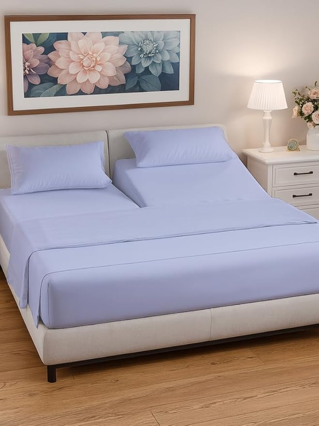 Split Head King Sheet Set – 4 Piece Flex Split Top King Sheets for Adjustable Beds - Fits 14” to 16" Mattress w/ Deep Pockets - Soft, Breathable & Cooling - Luxury Bedding and Wrinkle Free - Lavender