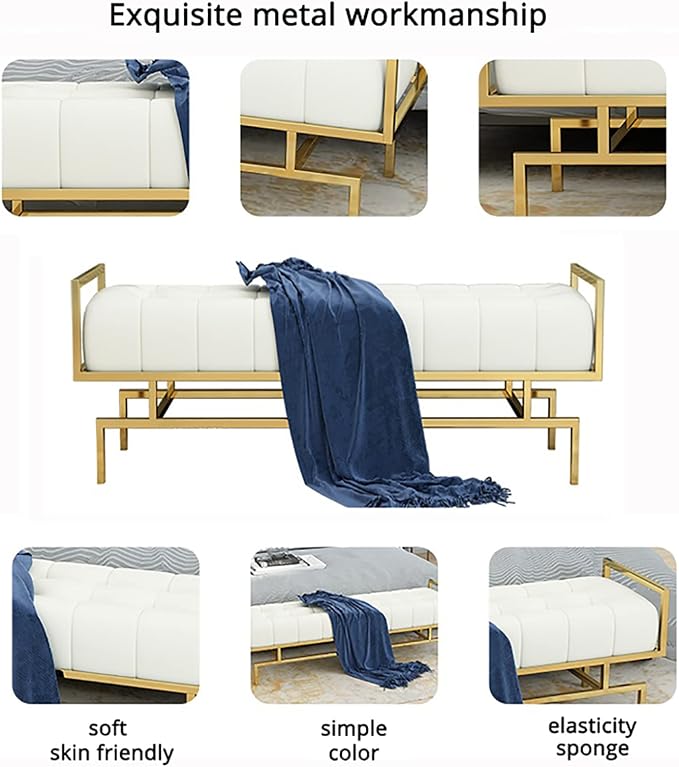 Luxurious End of Bed, Leather Upholstered Bedroom Seat, Modern Multifunction - Image 4