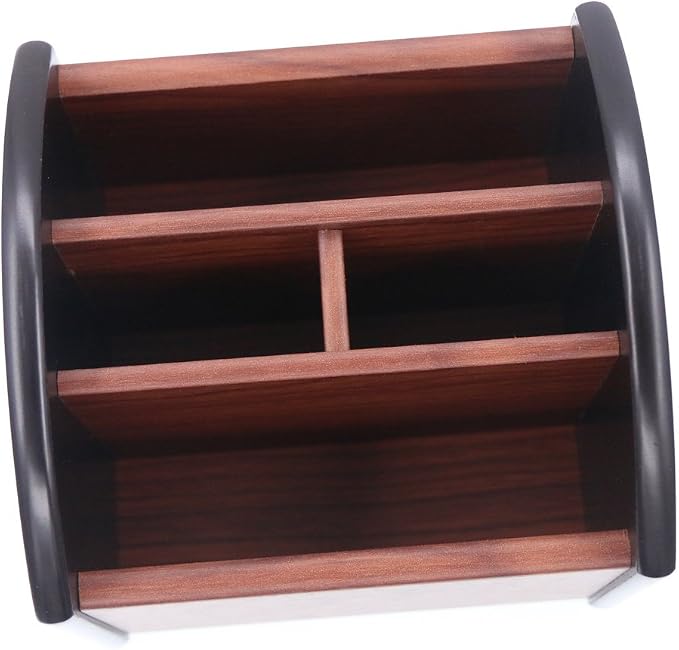 Coideal Remote Control Holder Caddy Wood, Rotating Wooden Pen Pencil Holder - Image 5