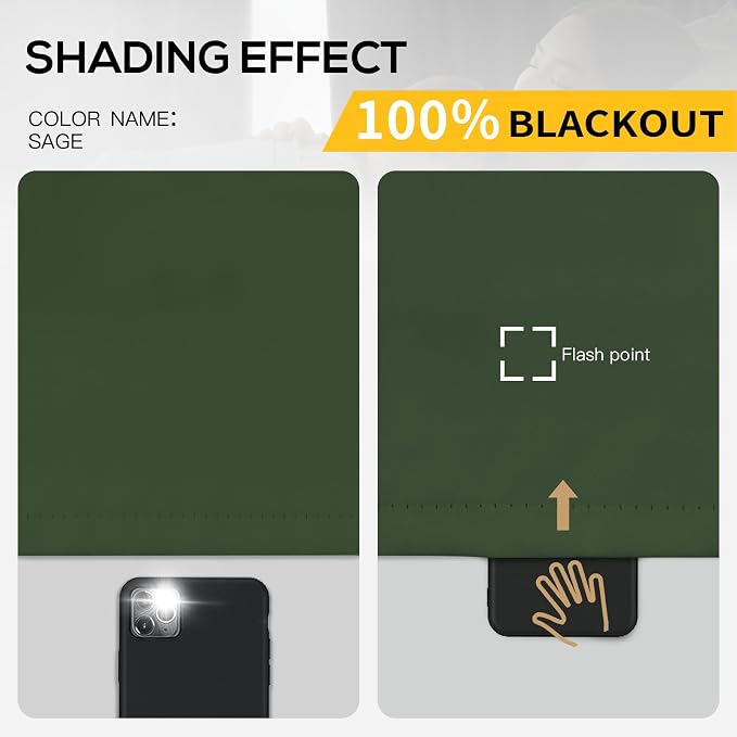 Yakamok Greyish Green Blackout Curtains 63 inches Long - Image 2