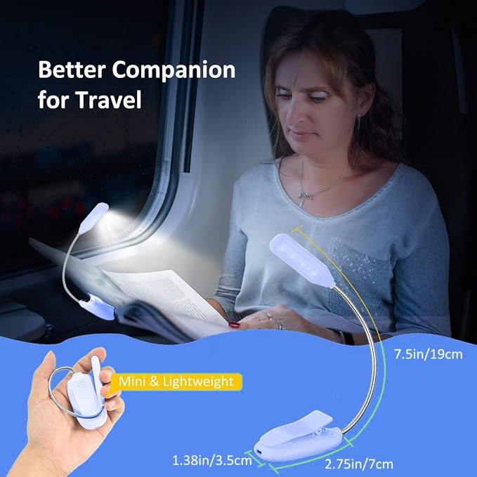 Rechargeable Book Light for Reading in Bed, 80H Reading, 3 Brightness Levels & - Image 6