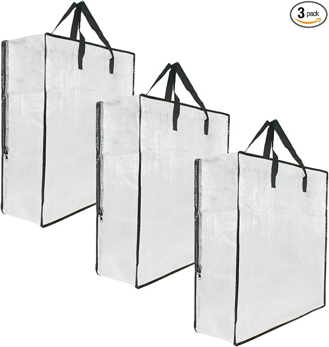 3 Pack Clear Storage Bags with Zipper and Handles, Blanket Bags by GONGKANGYUAN