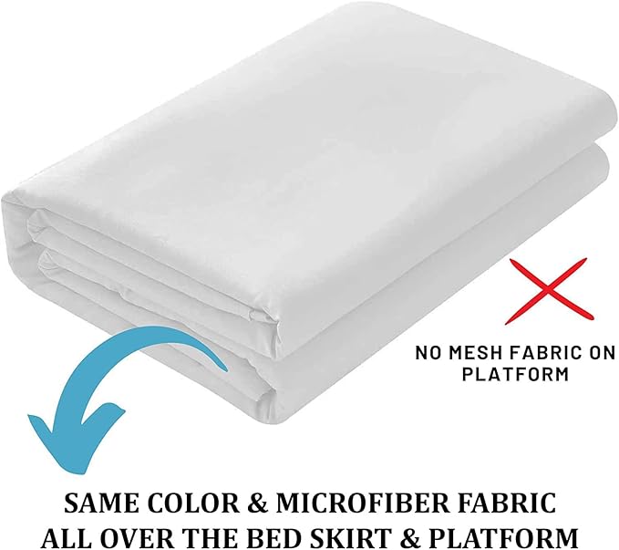 Ruffled Bed Skirt with Split Corners, White, Queen 14 Inch Drop Bedskirt, Hotel Quality Brushed Microfiber Wrinkle Free Dust Ruffle Bed Skirt Queen Size