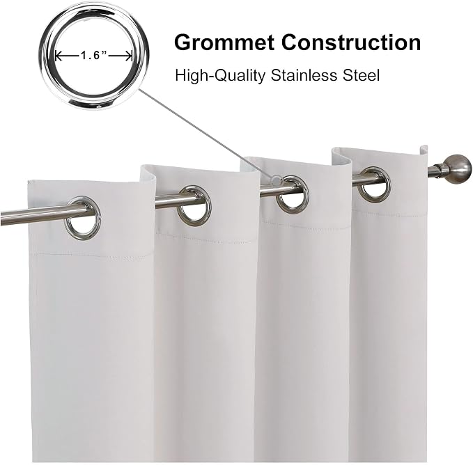 CUCRAF Grayish White Blackout Curtains 108 Inches Long, Thermal Insulated Noise - Image 3