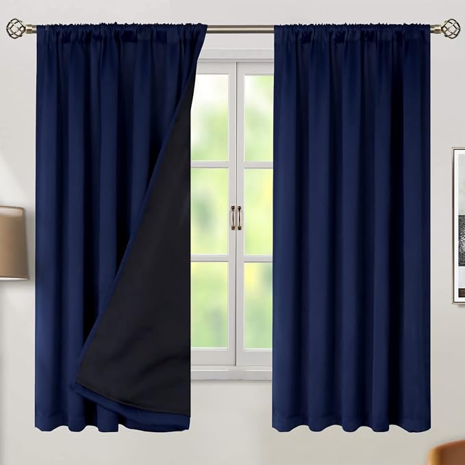 BGment Navy Blue 100% Blackout Curtains 63 Inches Long - Image 2
