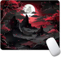 Red Trees, Mountains, and Moon Square Mouse pad, Texture, Waterproof, Anti Slip Rubber Base, Computer Mouse pad, Laptop Mouse pad
