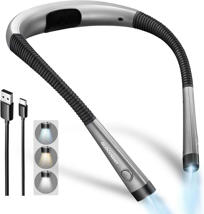Glocusent Reading Light, Bendable Neck Light, 80-hr Rechargeable Book Light | by GLOCUSENT