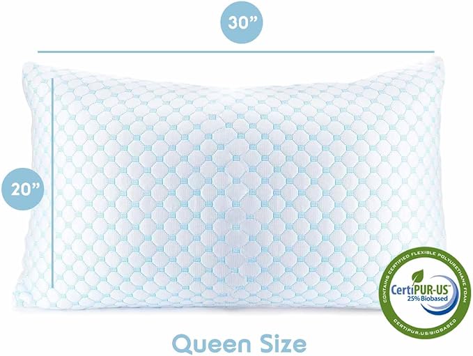Nestl Cooling Pillows Queen Size Set of 2, Luxury Shredded Memory Foam Pillows - Image 3