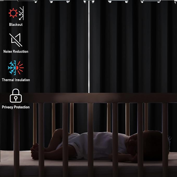 Diraysid Grey Grommet Blackout Curtains - Image 3