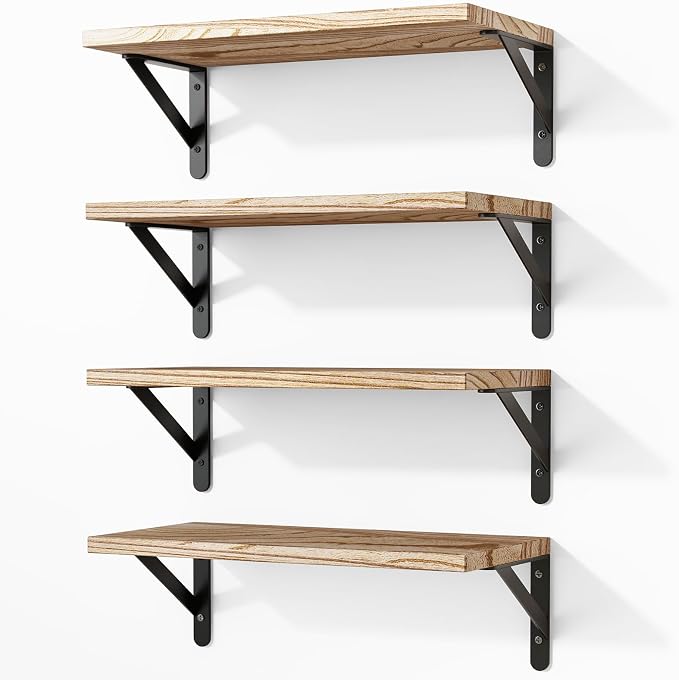Fixwal Wall Floating Shelves for Decor | Wood Shelves, Natural Grain, 40Lb by Fixwal